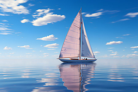 Sailing yacht in the sea. 3d render. Clip artの素材