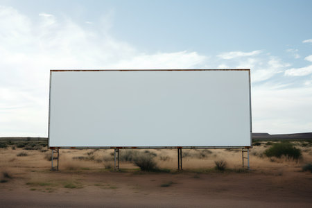 Blank billboard in the middle of the desert. 3d renderingの素材
