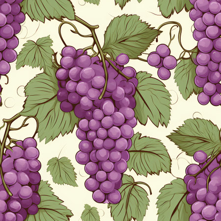Seamless pattern with grapes. Vector illustration in sketch style.の素材