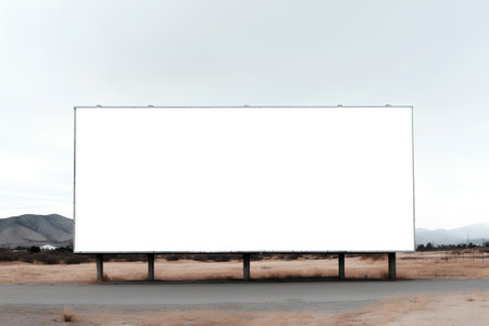 Blank billboard on the road with mountains in the background. 3d renderingの素材
