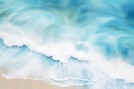 Abstract watercolor background. Ocean wave with white foam. Vector illustration.の素材