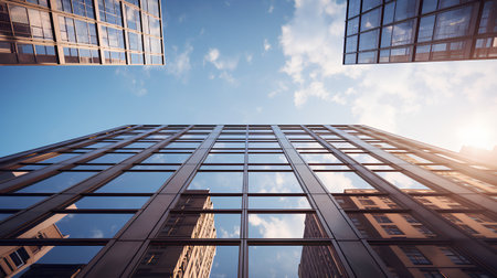Modern skyscrapers in the city. Business concept of successful business architecture.の素材