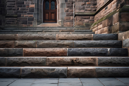 Stone steps leading to a church in Edinburgh, Scotland, UK.の素材