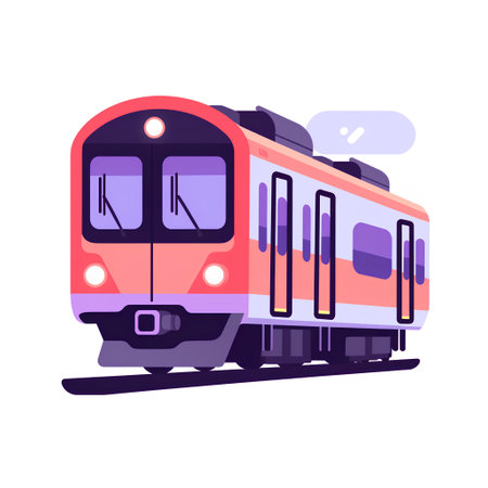 Train on the railway. Public transport. Vector illustration in flat styleの素材