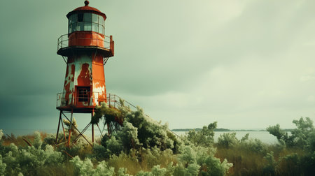 Lighthouse on the shore of Lake Balaton in Hungary. Toned.の素材