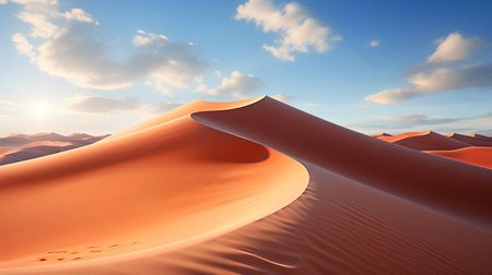 Sand dunes in the Sahara desert. 3d render illustration.の素材