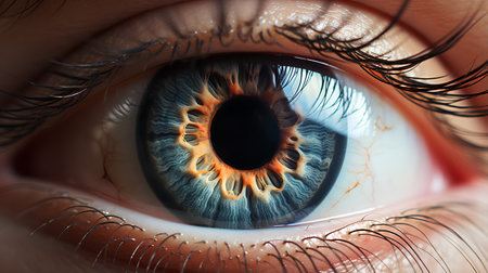 Close-up of human eye with iris. 3D renderingの素材