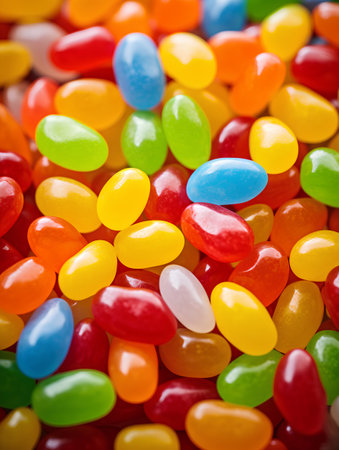 Colorful jelly beans candies background. Close up. Selective focus.の素材