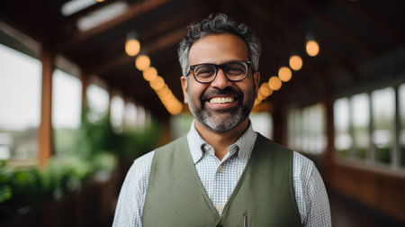 Portrait of a smiling indian businessman wearing eyeglasses.の素材