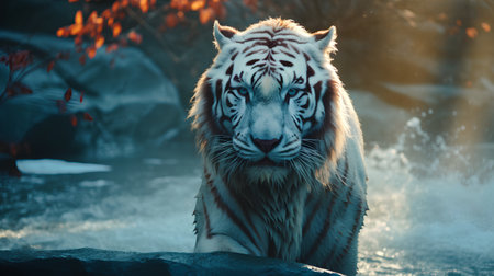Beautiful white tiger (Panthera tigris altaica)の素材