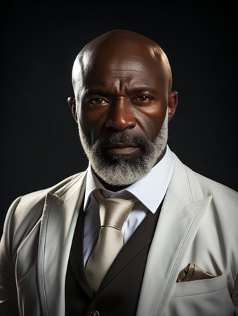 Portrait of a senior African businessman wearing a suit and tie.の素材