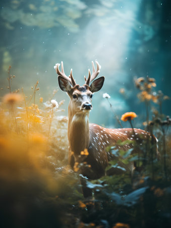 White-tailed deer in the forest. Wildlife scene from nature.の素材