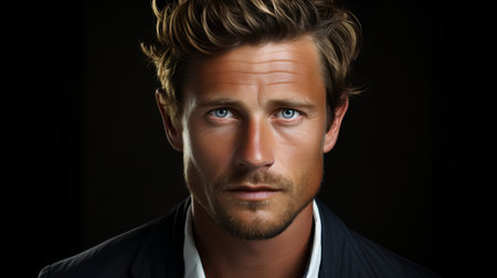 Portrait of a handsome young man. Men's beauty, fashion.の素材