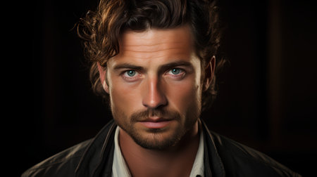 Portrait of a handsome young man. Men's beauty, fashion.の素材