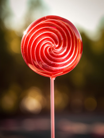 Lollipop in the form of a spiral on a blurred backgroundの素材