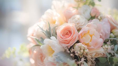 Bouquet of pink and white flowers, vintage toned.の素材