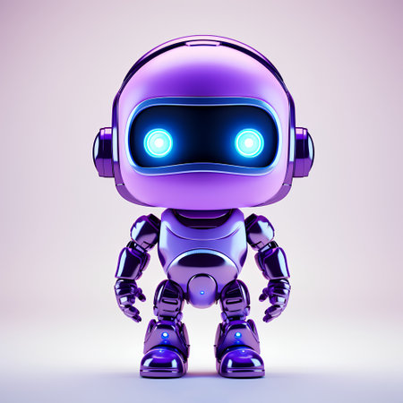 3D rendering of a robot with headphones isolated on a white backgroundの素材