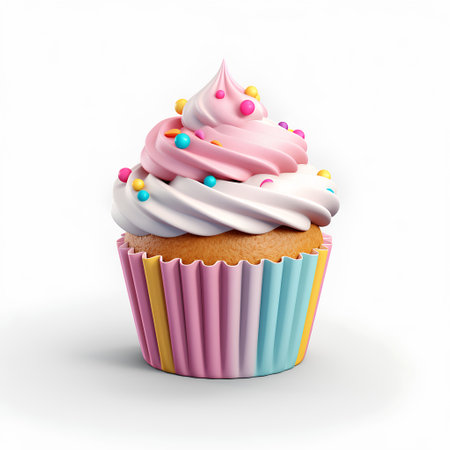 Cupcake isolated on white background. 3d render illustration.の素材