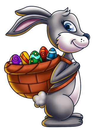 Easter Bunny Carrying A Basket Of Eggsの写真素材