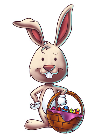 Easter Bunny With A Basket Of Eggsの写真素材