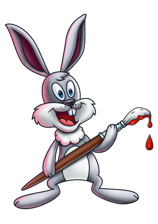 Easter Bunny Holding Paintbrushの写真素材