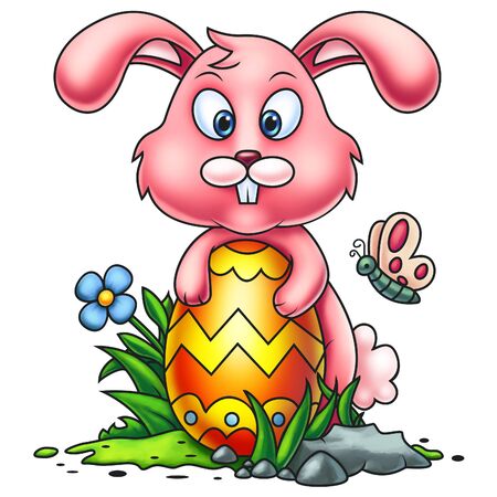 Cute Pink Little Easter Bunnyの写真素材