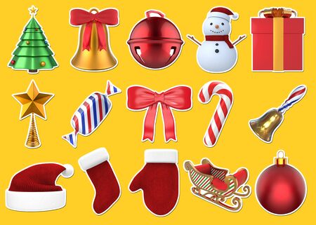 Christmas Stickers 3D Setの写真素材