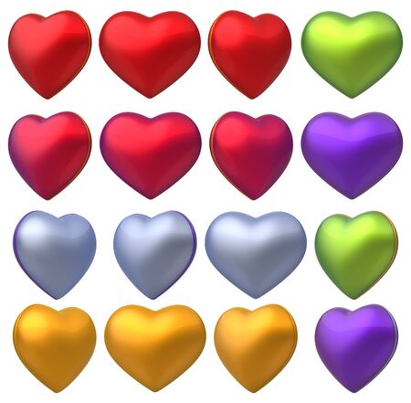 3D Heart Set in different colorsの写真素材