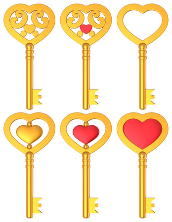 Heart Shaped Key 3D Setの写真素材