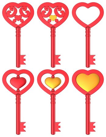 Heart Shaped Key 3D Setの写真素材