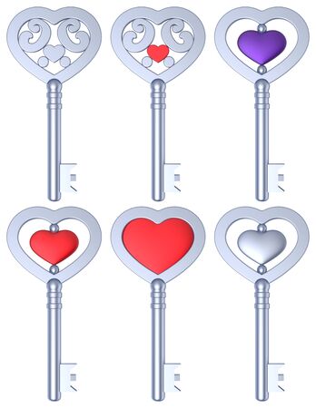 Heart Shaped Key 3D Setの写真素材