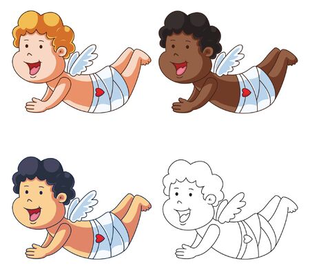 Cupid Character Flying Setのイラスト素材