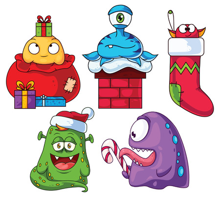 Christmas Cartoon Monsters Set 1のイラスト素材