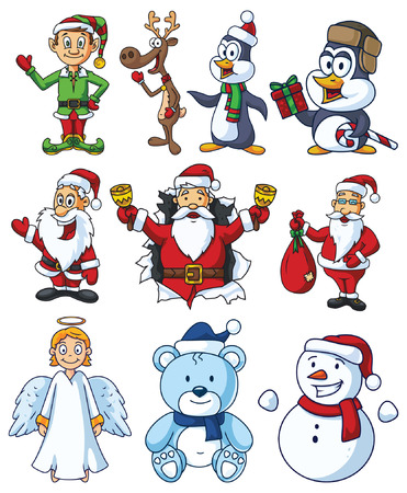 Christmas Cartoon Characters Setのイラスト素材