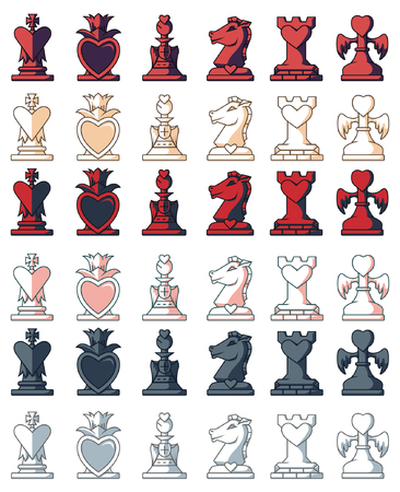 Love Chess Pieces Setのイラスト素材
