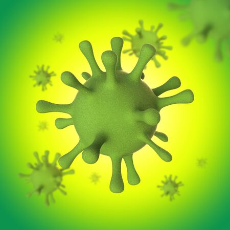 Green Virus 3D Conceptual Medical Illustrationの写真素材