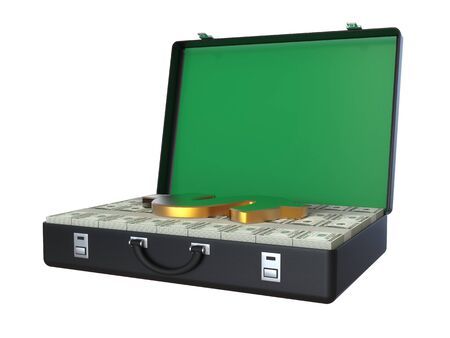 Suitcase Full of Dollars 3Dの写真素材