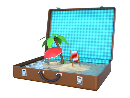 Mini Island Inside Suitcase 3Dの写真素材