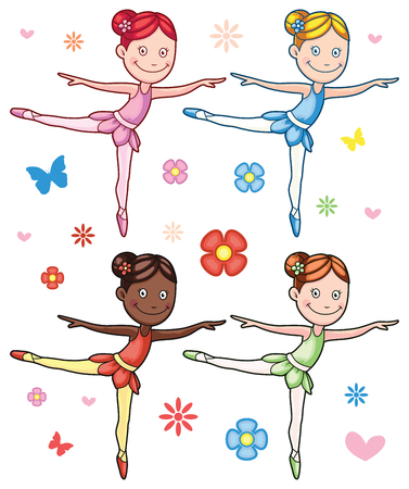 Cartoon Little Girl Ballerina Setのイラスト素材