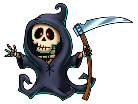 Death with scythe cartoon character - digital painting.の写真素材