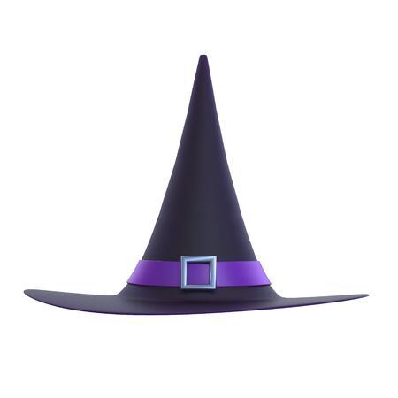 Halloween witch hat 3D illustration isolated on white.の写真素材