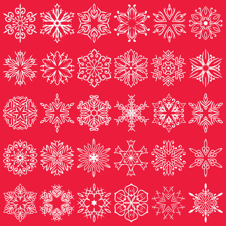 Decorative snowflakes vector shapes set for winter and Christmas projects.のイラスト素材