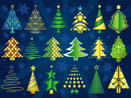 A set of stylized vector Christmas trees.のイラスト素材