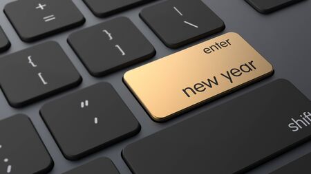 Keyboard with Enter New Year Key - 3D Render.の写真素材