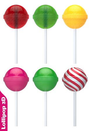 Set of colorful lollipop - 3D render.の写真素材