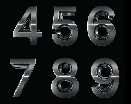 3D Alphabet and Number in chrome