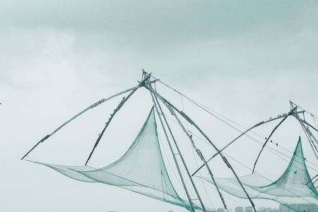 Chinese fishing net at kochi Keralaの写真素材