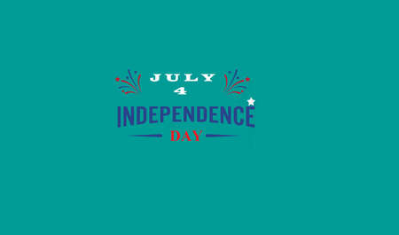 4th of July, Happy Independence Day illustration, letters in the colors of the US flag on light green backgroundの写真素材