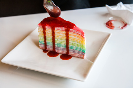 Rainbow crepe cakeの写真素材