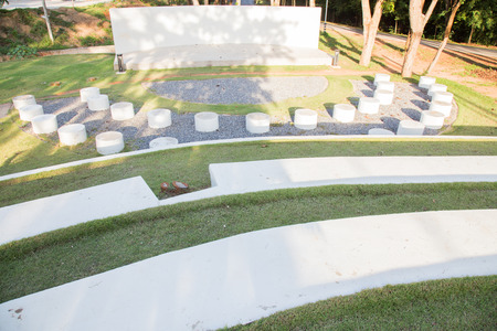 Stage is in the garden.